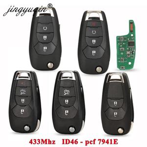 Jingyuqin 433MHZ ID46 PCF7941E Chevrolet Colorado Cruze Malibu Trailblazer Tracker Onix RS 키 Fob 용 원격 자동차 키 뒤집기