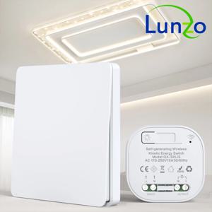 Lunzo RF 433 자체 생성 무선 스위치 1 갱 배터리 필요 없음 자체 전원 방수 원격 제어 조명 스위치
