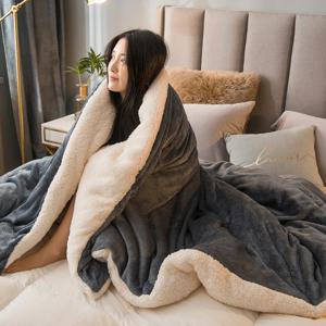 양모 던지기 담요 따뜻한 겨울 침대 담요를 유지 양면 퀸 이불 커버 캠핑 더블 침대 커버 침대보 침대에
