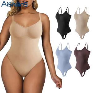 Shapewear 바디 슈트 끈 팬티 Fajas Colombianas 바디 셰이퍼 여성 원활한 배꼽 컨트롤 슬리밍 칼집 속옷에 대한 플랫 배꼽