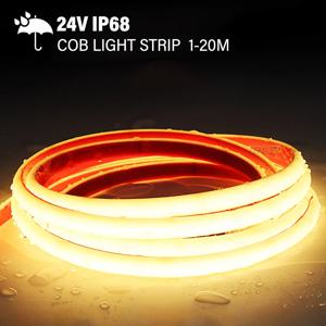 방수 IP68 COB LED 스트립 24V 네온 불빛 수중 12V 320Leds/m 유연한 리본 테이프 RA90 조명 3000K4000K 6000K