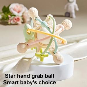 아기 실리콘 손 잡기 공 아기 씹는 Teether 장난감 핸드 벨 0-12 개월 신생아 감각 교육 장난감 유아 선물