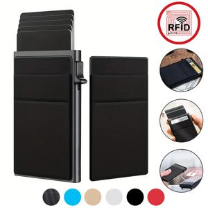 남성용 안티 Rfid 차단 보호 카드홀더 케이스, 매직 ID 신용 은행 지갑, 금속 얇은 슬림 미니멀리스트 소형 금속 지갑