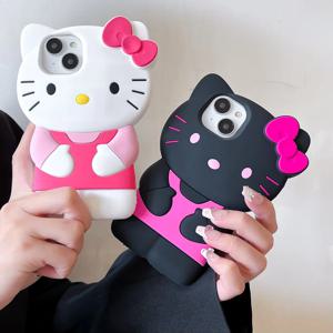 iPhone 16 15 14 Plus 13 Pro Max 12 Mini 11 X XS Max XR 7 8 SE 컬러 Bowknot 헬로 키티 만화 실리콘 백 소프트 폰 케이스