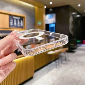 iPhone 16 15 14 13 14 11 Pro Max Plus Magsafe 자기 무선 충전 커버 충격 방지 범퍼 용 투명 PC 전화 케이스