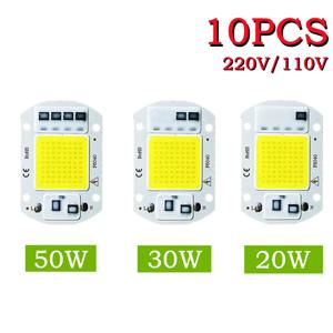 10PCS 50W 30W 20W LED COB 칩 220V Led 칩 필요 없음 스마트 IC 드라이버 다이오드 칩 비즈 홍수 빛 스포트라이트 DIY 조명
