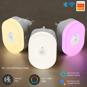 스마트 LED 야간 조명 와이파이 투야 PIR 모션 센서, 유럽 미국 플러그 인 벽 램프, 따뜻한 흰색 RGB 룸 앱 음성, 알렉사 구글 홈용