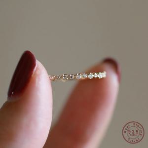 925 스털링 실버 도금 여성을위한 14K 골드 스파클링 지르콘 기하학 반지 절묘한 스위트 파티 웨딩 쥬얼리 Accessorie