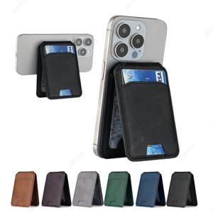 Magsafe 케이스 전화 뒷면 커버 마그네틱 Pu 가죽 지갑 카드 홀더 포켓 스탠드 카드 홀더 Apple Iphone Samsung Billetera
