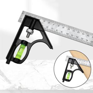 300mm 스테인레스 스틸 각도 조합 사각형 눈금자 수평 이동식 목수 목공 45도 오른쪽 레벨 이동