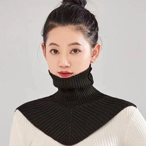 여성 겨울 니트 코튼 가짜 칼라 스카프 여성 따뜻한 터틀넥 넥 워머 분리형 겨울 방풍 스카프 36*28cm