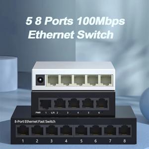 EU 플러그 5/8 포트 10/100Mbps 네트워크 스위치 홈 오피스용 미니 이더넷 고속 네트워크 스위치 분배기
