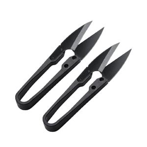 1/2pcs 스테인레스 스틸 U 자형 탄성 가위 검은 탄소강 의류 바늘 스레드 바느질 가위