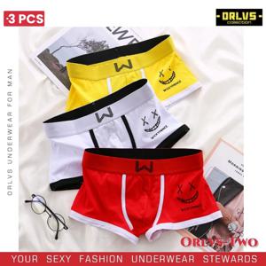 3 Pcs 남성 속옷 코튼 남성 복서 팬티 U-볼록한 남자 통기성 속옷 섹시한 컴포트 남성 소년 웃는 얼굴 복서