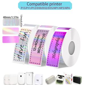 호환 P15 P12 P11 D30 Q30S 라벨 메이커 열전 사 프린터 용지 12mm * 40mm 160PCS/롤 접착제 DIY 인쇄 Waterprood 스티커