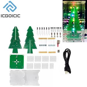 3D 크리스마스 트리 LED DIY 키트, 레드, 그린, 옐로우 LED 플래시 회로 키트, 전자 재미있는 스위트
