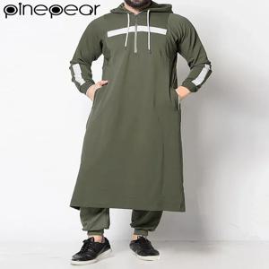 PinePear 중동 민족 남성 후드 로브, 라마단 Eid 무슬림 원피스, 아랍 주바 토브 이슬람 카프탄, 두바이 아바야 터키 의류