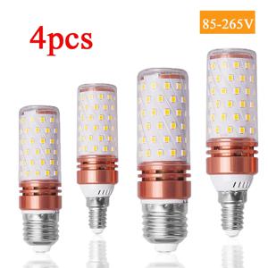 LED 옥수수 전구, 따뜻한 흰색 3000K 차가운 흰색 6000K 자연광, 4000K AC85-265V, 집 장식용, E27 E14 SMD2835, 4 개