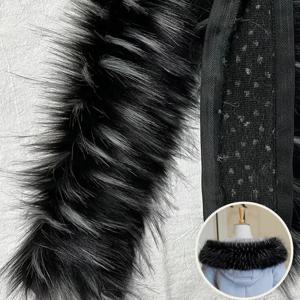 큰 모피 칼라 모조 너구리 의류 액세서리, 푹신한 트림, DIY 모자 테두리 플러시 스트립, 패션 1m