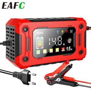 EAFC 12V 자동차 배터리 충전기 8A/15A 자동 모토 SUV 리튬 AGM 납 산성 젤 LCD 디스플레이에 대 한 대형 스크린 Pluse 수리 충전기