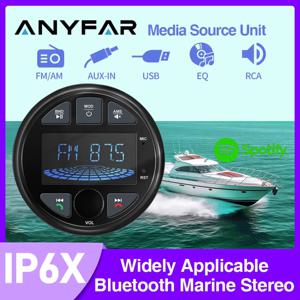AKAMATE 보트 라디오 MP5 해양 스테레오 소스 미디어 플레이어, AM FM RDS 리시버 MP3 MP4 비디오 재생, ATV UTV SPA RZR용 블루투스 AUX