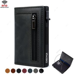럭셔리 RFID 차단 카드 소지자 남성용 지갑 돈 가방 금속 신용 카드 소지자 알루미늄 슬림 얇은 스마트 최소한의 지갑