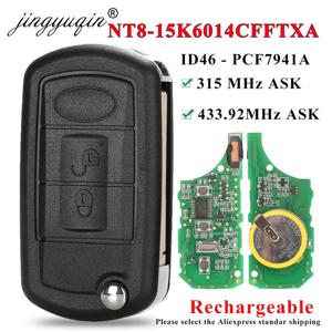 Jingyuqin 충전식 315Mhz /433MHz ID46 PCF7941 레인지 로버 스포츠 랜드 로버 디스커버리 3 용 원격 제어 자동차 열쇠 고리 뒤집기
