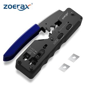 ZoeRax RJ45 압착 도구 패스 스루, Cat7 Cat6A Cat6 Cat5E Cat5 커넥터용 이더넷 와이어 커터 크림퍼