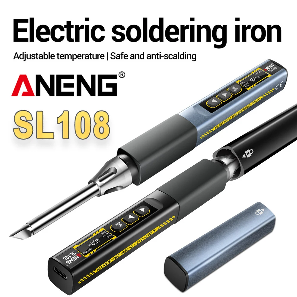 ANENG SL108 전기 납땜 인두 키트 PD 96W QC 조정 가능한 온도 빠른 열 휴대용 디지털 스마트 납땜 인두 도구