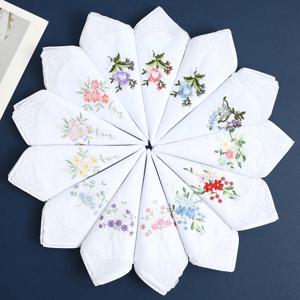 여성용 우아한 레이스 자수 손수건 12팩, 순면 손수건, 얇고 부드러운, 결혼식 시즌 신부 기념품, 어머니날 선물