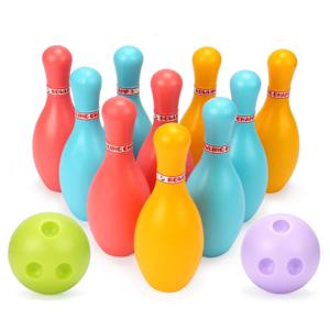 1 세트 실내 볼링 게임 10pcs 11.5cm 스틱 2pcs 6cm 공 재미 있은 바닥 공 게임 파티 대화 형 스포츠 게임