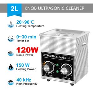 초음파 청소기 욕조 2L 60W/120W 스테인레스 바구니 히터 타이머 디지털 디스플레이 식기 세척기 초음파 가전 제품