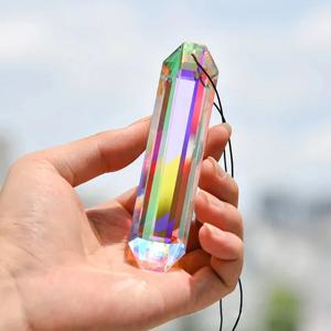 크리스탈 120mm AB 색상 프리즘 교수형 방울 펜던트 Suncatcher 레인보우 메이커 긴 스트립 그리드 샹들리에 부품 DIY 홈 장식