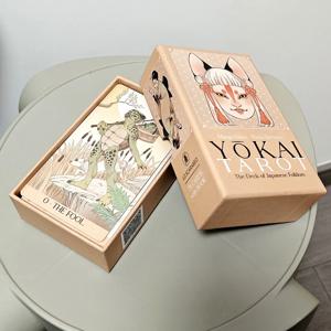 요괴 타로 데크 78 Pcs 카드 일본 민속에 뿌리 12*7cm 350GSM 양각 카드지에 인쇄 견고한 상자에 포장