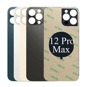 iPhone 12 Pro Max A2411,A2342,A2410,A2412 용 큰 구멍 후면 유리 후면 교체 부품 후면 접착제가있는 배터리 커버 유리