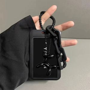 투명 아크릴 Kpop Photocard 홀더 블랙 신용 ID 카드 보호 케이스 사진 디스플레이 홀더 가방 펜던트 키 체인