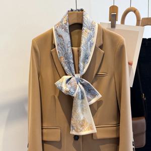 꽃 인쇄 12*145cm 긴 리본 실크 스카프 여성 목 스카프 머리띠 여성 스키니 Neckerchief 헤어 밴드 넥타이 가방 리본