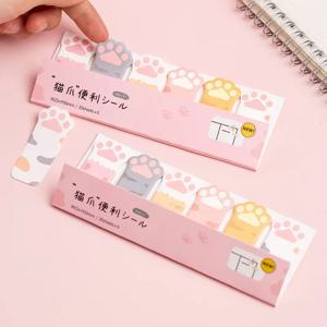 카와이 편지지 만화 고양이 발 메모 패드 북마크 플래그 색인 탭 스티커 메모 라벨 종이 스티커