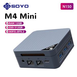 SOYO M4 미니 미니 PC 인텔 트윈 레이크 N150 CPU 미니 게임용 컴퓨터 12GB DDR5 512GB RAM Windows 11 Pro WiFi5 BT5.2 Type-C USB3.2