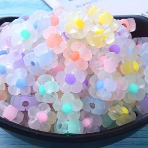 100pcs 해바라기 아크릴 비즈 매트 투명 혼합 색상 스타 스페이서 루즈 비즈 DIY 팔찌 목걸이 쥬얼리 액세서리
