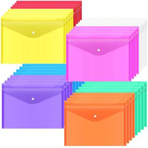 10pcs A4 투명 스냅 버튼 스타일 문서 보관 가방 일일 사무실 파일 정렬 정리 폴더 대용량 파일 가방