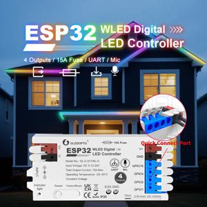 DIY 동적 작업 GL-C-017WL-D GLEDOPTO ESP32 WLED 디지털 LED 컨트롤러 마이크 기능 Type-C TI levelShifter IC LED 스트립