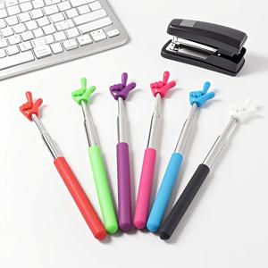 1Pc 개폐식 교사 포인터 손가락 디자인 스테인레스 스틸 텔레스코픽 학교 교육 포인터 스틱 교사 용품 수업
