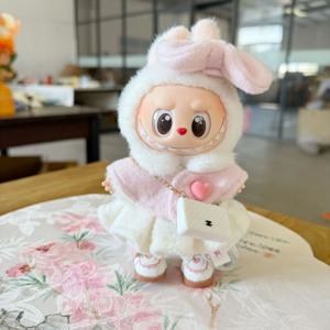 15-17cm Labubu V1 V2 복장 비닐 얼굴 인형 옷 마카롱 최고의 장식 패션 의류