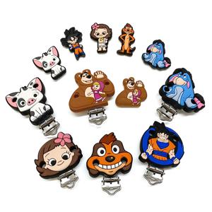 2pcs 세트 실리콘 만화 Eeyore 모니카 비즈 아기 실리콘 DIY 간호 목걸이 젖꼭지 클립 쥬얼리 액세서리