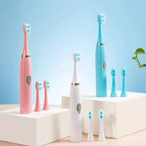 1pc 화이트/핑크 전동 칫솔 성인 모델 소프트 브리 슬 전동 칫솔 배터리 모델 패밀리 세트 전동 칫솔