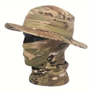 위장 Boonie 모자 Balaclava 모자 정장 접이식 부드러운 모자 야외 사냥 낚시 넓은 챙 모자 선 스크린 모자