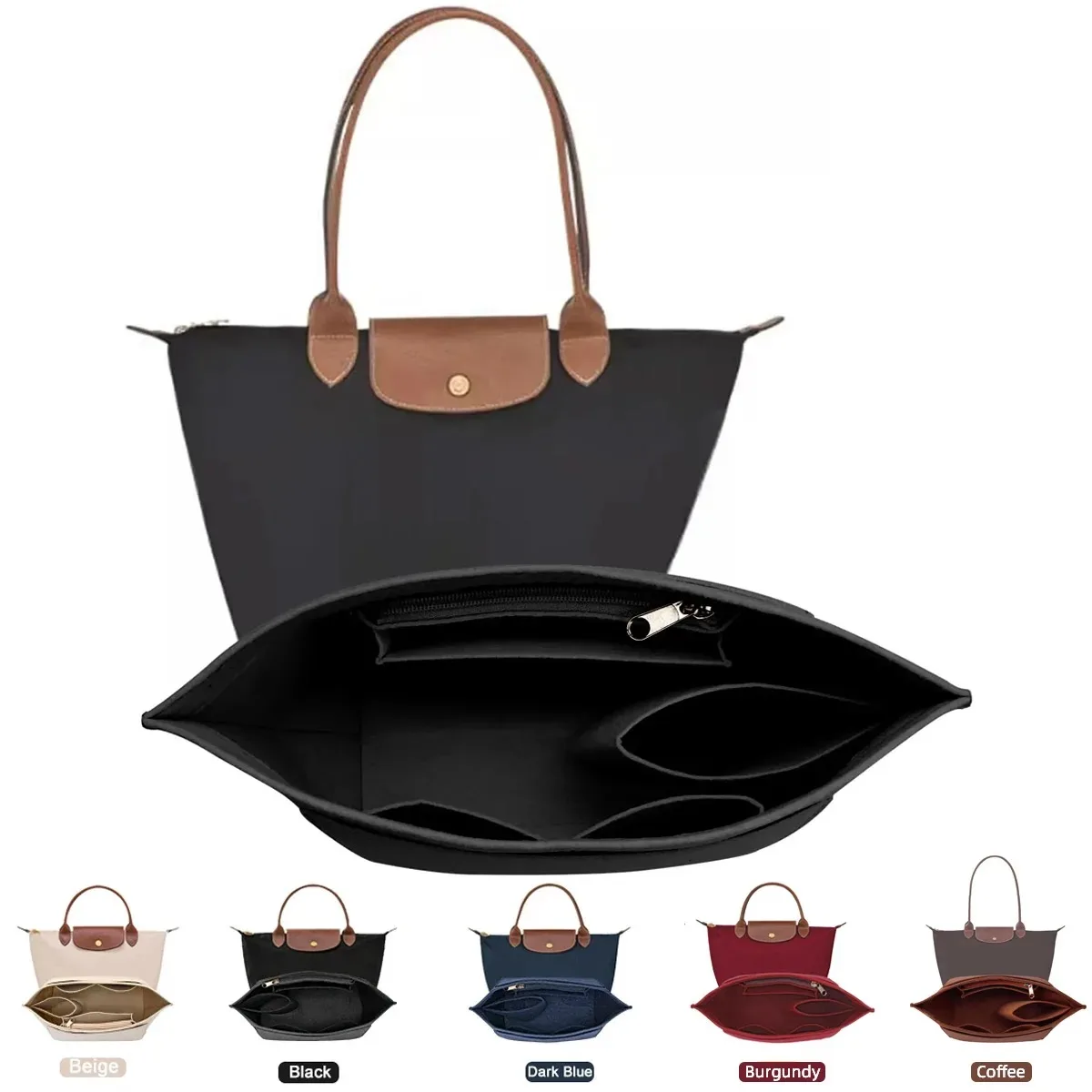 펠트 삽입 가방은 Longchamp 핸드백 라이너 가방에 적합 펠트 천 메이크업 가방 지원 여행 휴대용 삽입 지갑 주최자