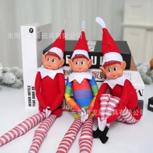 아이들을위한 42cm 크리스마스 엘프 인형 크리스마스를위한 미니 장난감 엘프 인형 매달려 다리가있는 Poseable Little Elf Shelf Sitters