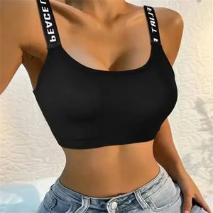 가슴 쿠션과 하트 스트랩이 내장된 노와이어 레터 스트랩 백 언더웨어 여성용 랩 체스트 피트니스 요가